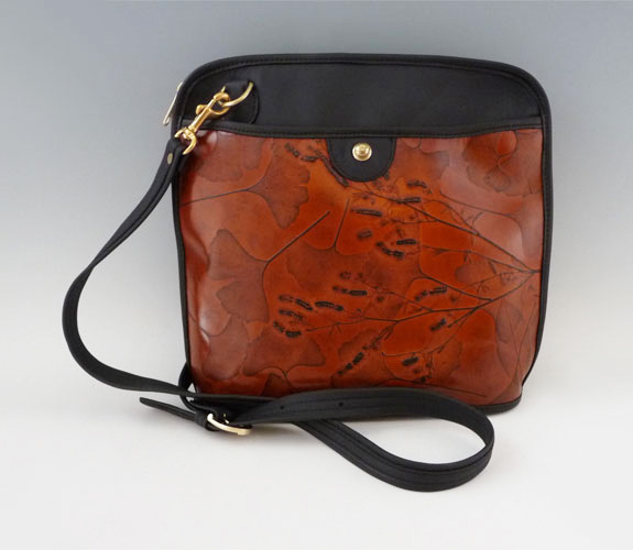 Leaf Leather Tooled Leather Commuter Bag,